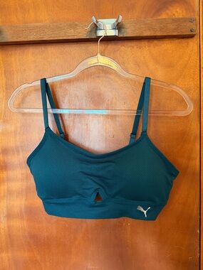 Puma Teal Ribbed Sports Bralette with Front Cutout